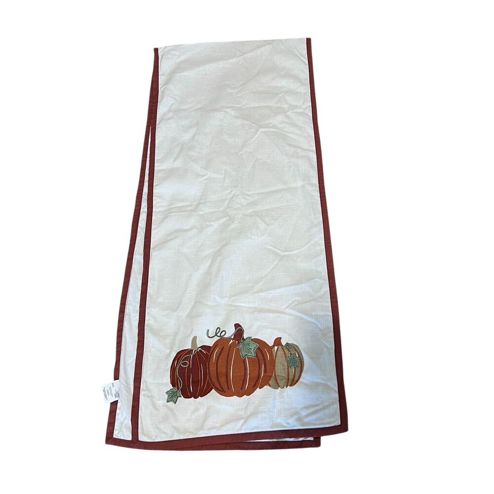 Classic Pumpkin Table Runner Woven Cotton Fall Harvest Thanksgiving 18x90